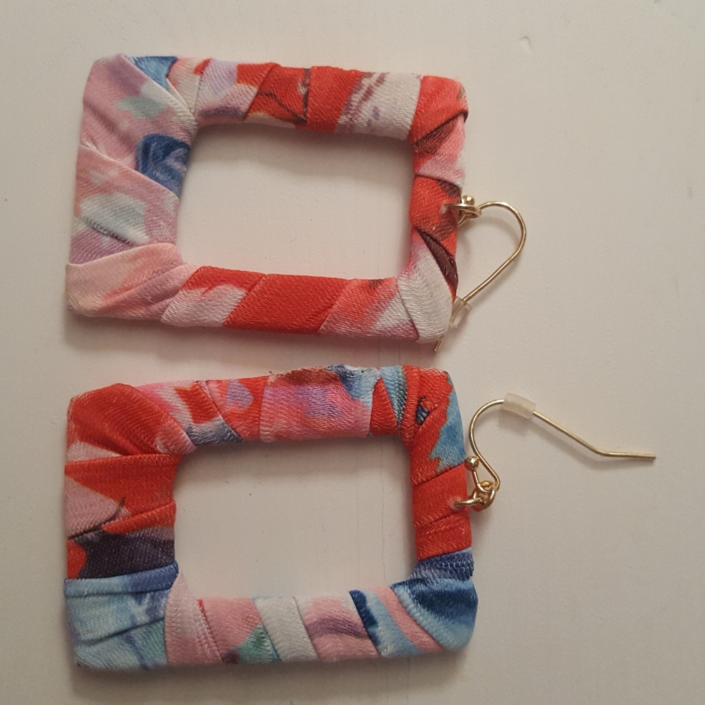 Unique fabric rectangle earrings